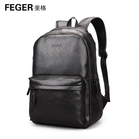 斐格男士双肩包韩版休闲学生书包背包时...